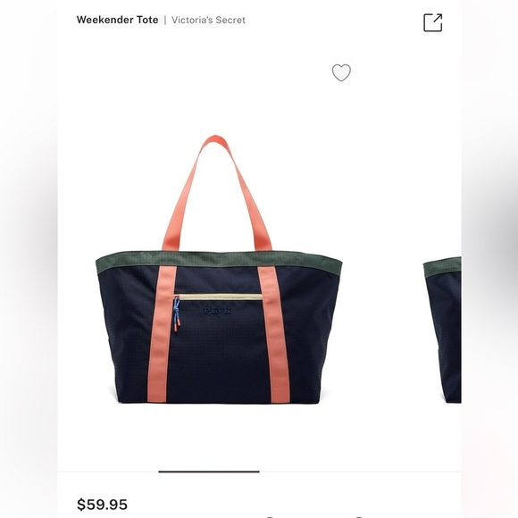 Stylish Navy Tote Bag with Pink and Green Accents - Picture 4 of 7